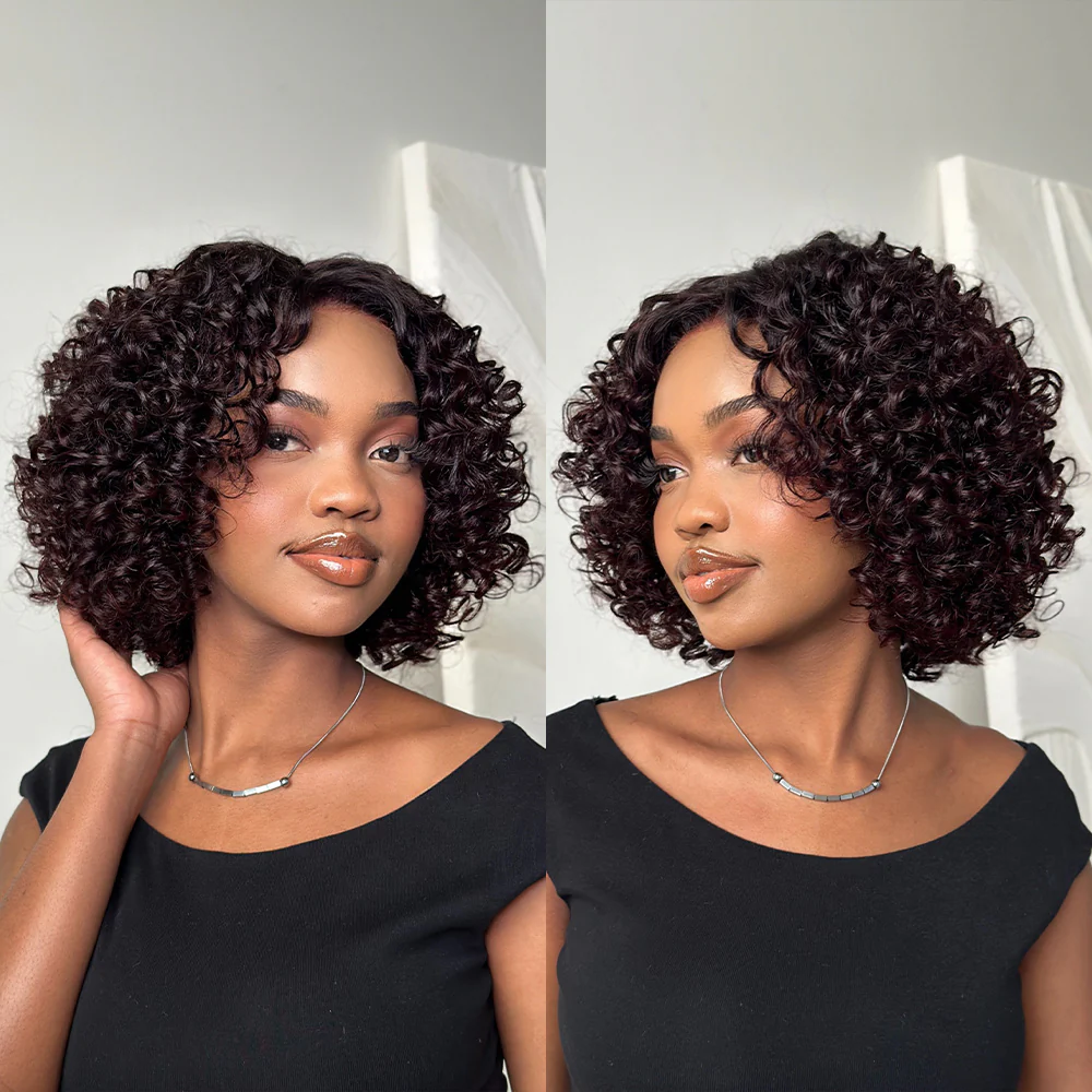 Put On & Go Ombre Reddish Brown Pixie Curly Wig With Bangs