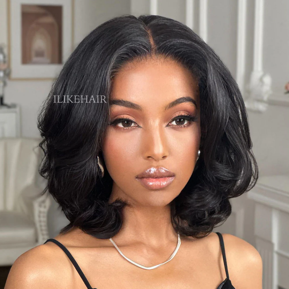 Put on & Go Layered Wavy Bob  Pre Cut Lace Closure Wig