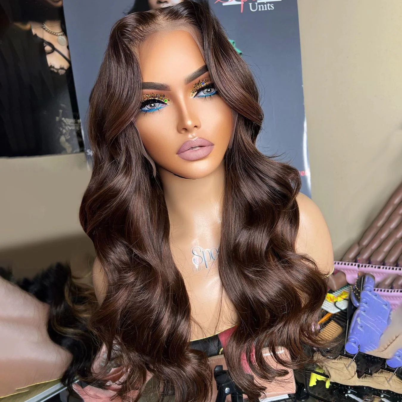 Brown Color Wig Glueless Lace Closure Wig Body Wave Hair
