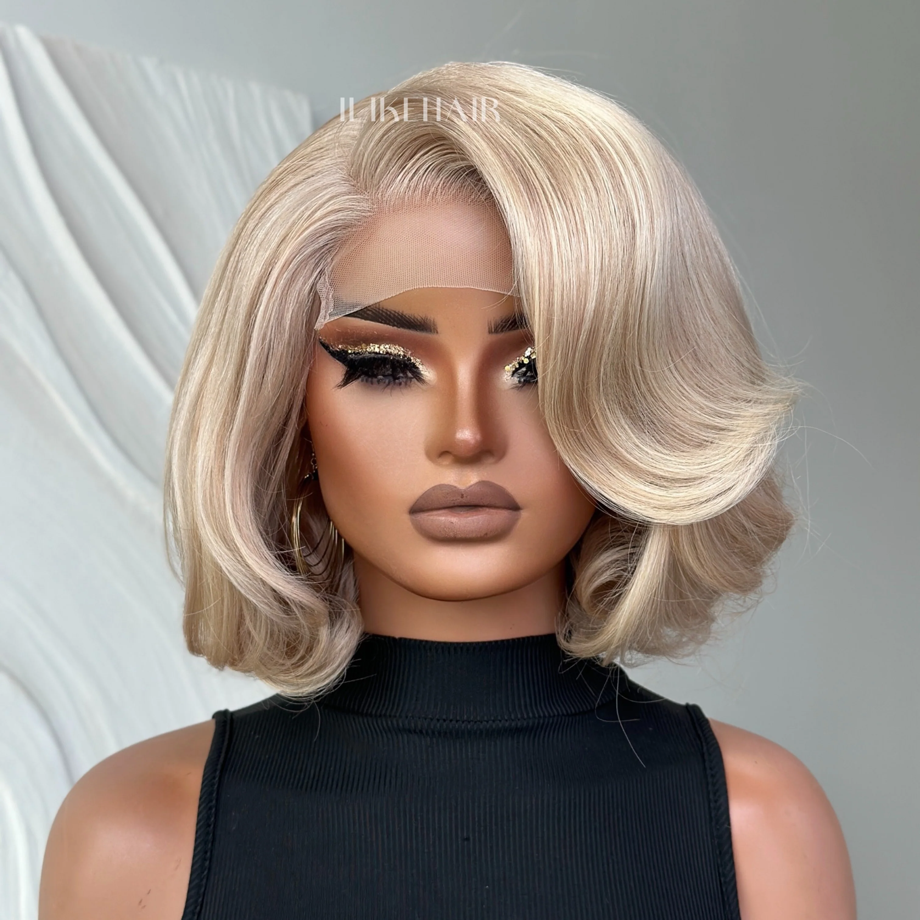 613 Side Part Ash Blonde Blowout Bob 5x5 Lace Wig