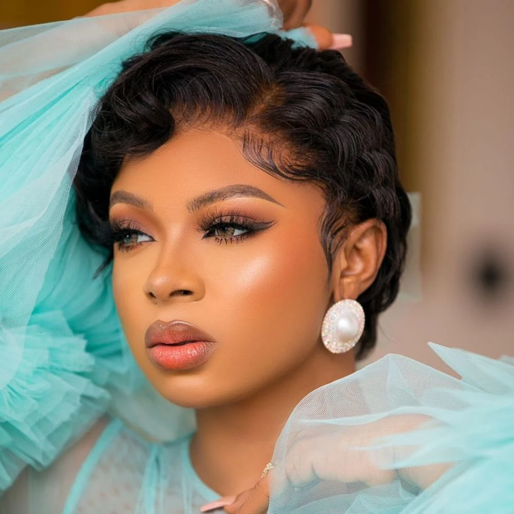 Short Pixie Cut Finger Wave Human Hair 13x4 Lace Front Wig