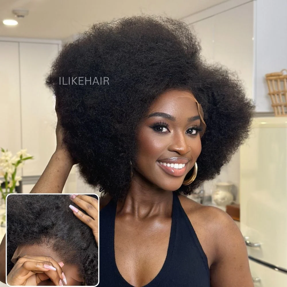 Afro Kinky Curly With Kinky Edges HD 13x4 Lace Front Wig
