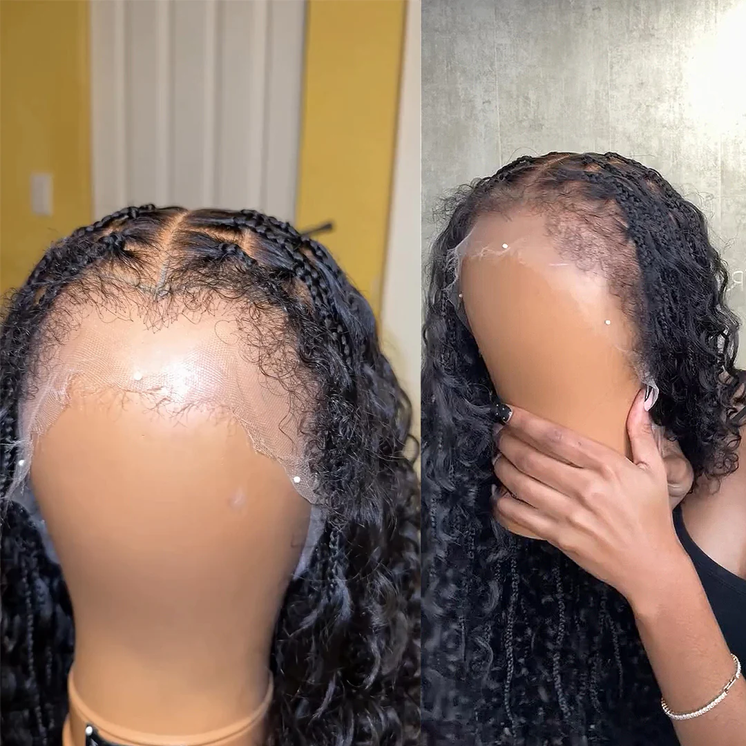 Tangleless Full Lace Bohemian Braided Curls Invisi Drawstring Wig With 4c Hybrid Hairline