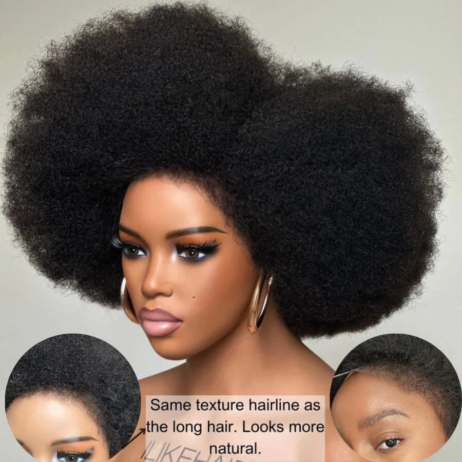 Afro Kinky Curly With 4C Edges 5x5 Lace Front Wig