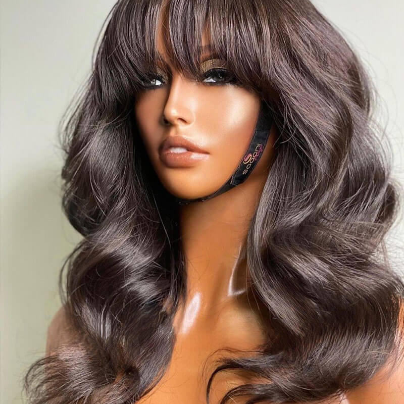 Glueless Body Wave Human Hair Wig With Bang