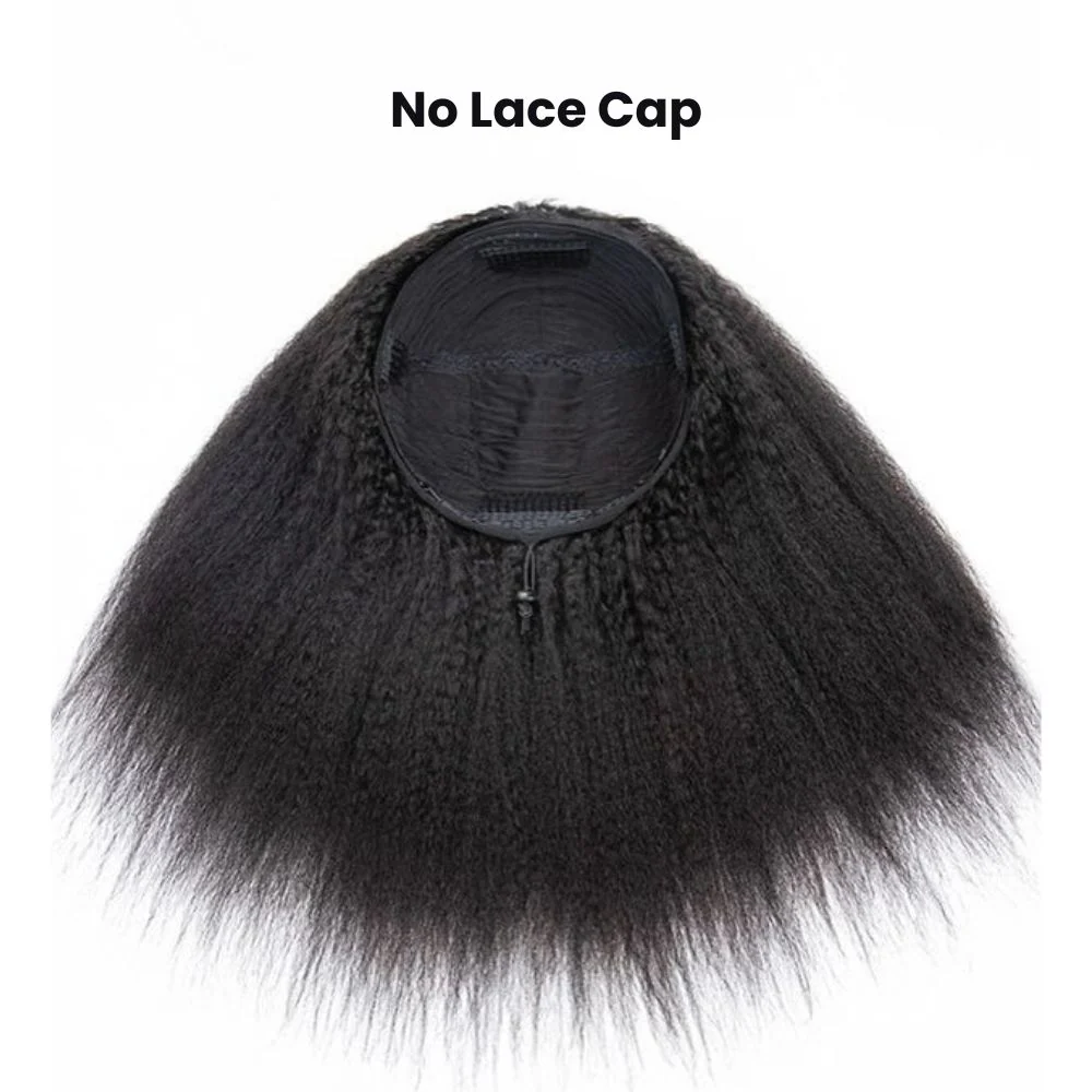 Natural Kinky Straight Glueless HD Lace Closure Half Wig