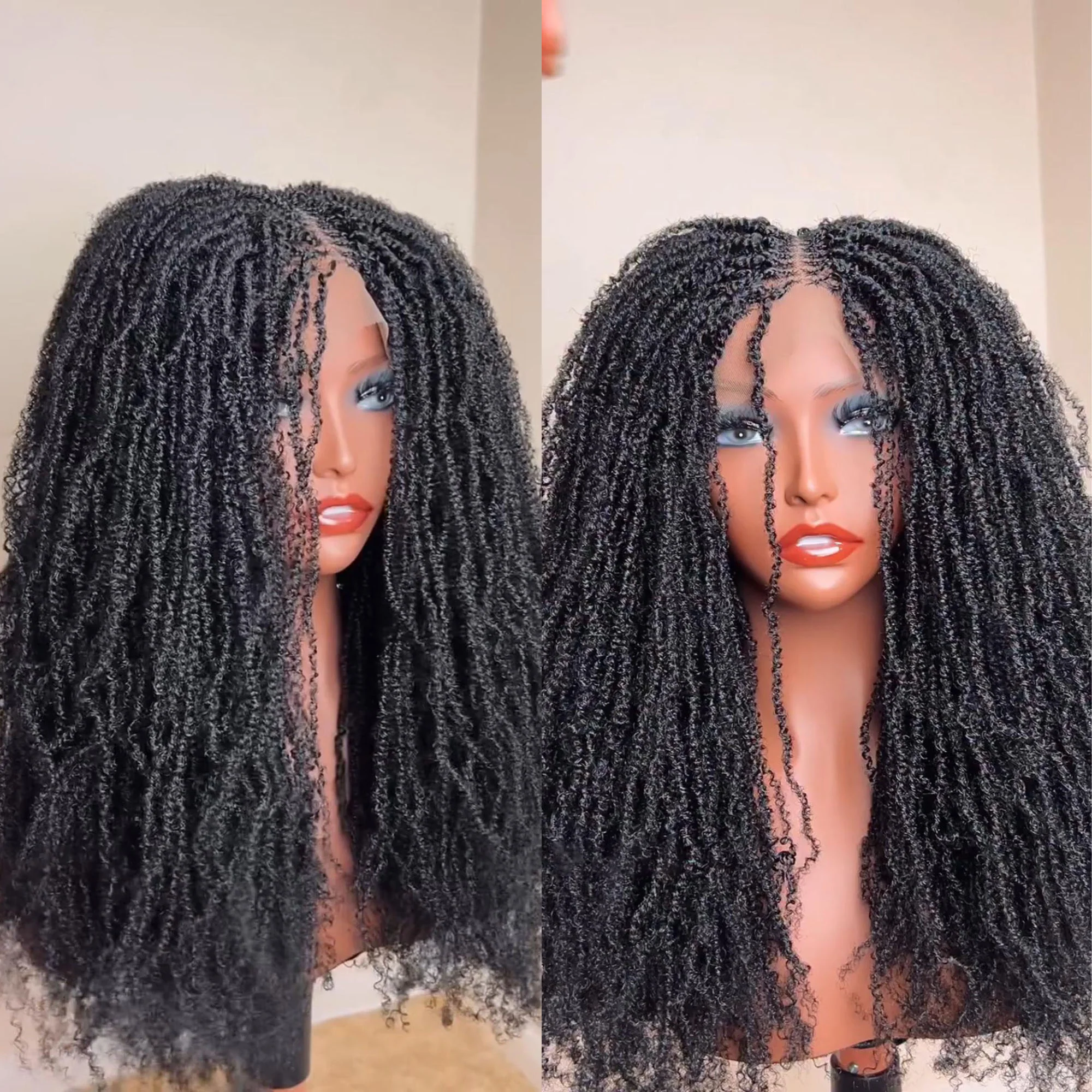 Full Lace Knotless Twist-out Microlocs Boho Wig with Invisible Drawstring