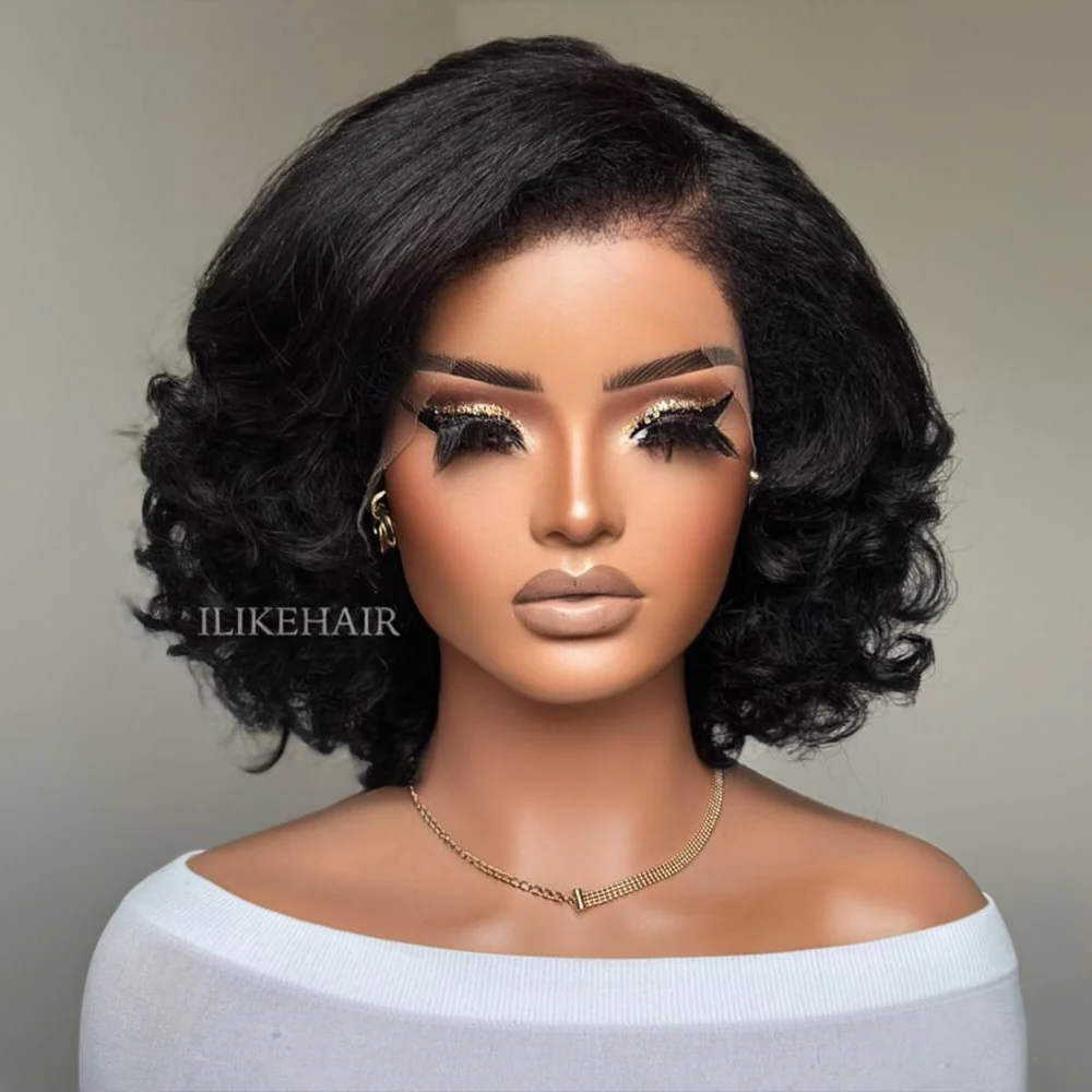 Short Layered Bouncy Curly With Kinky Edges HD Lace Wig