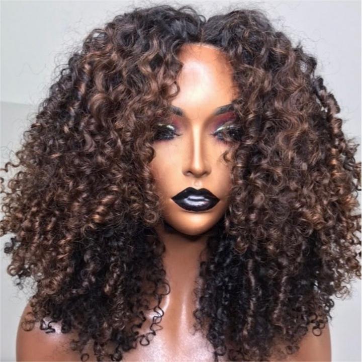 Glueless Black And Brown Ombre Curly 5x5 Lace Closure Wig