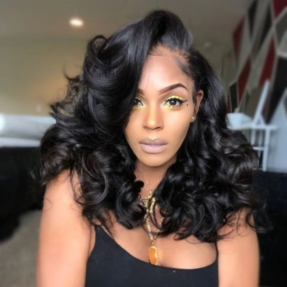 Put on & Go Layered Wavy With Side Bangs 5x5 Lace Closure Wig