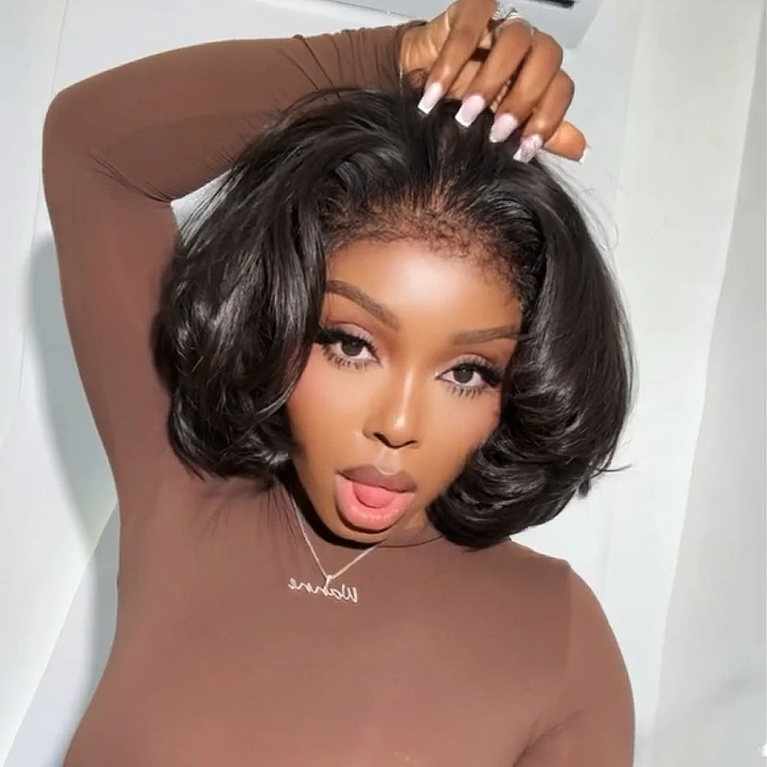 Natural Black Boss Chic Bob With Kinky Edges Wig