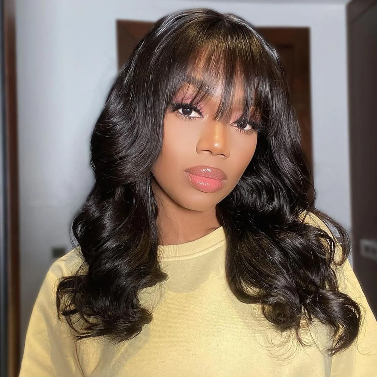 Body Wave With Bangs Glueless Lace Wig