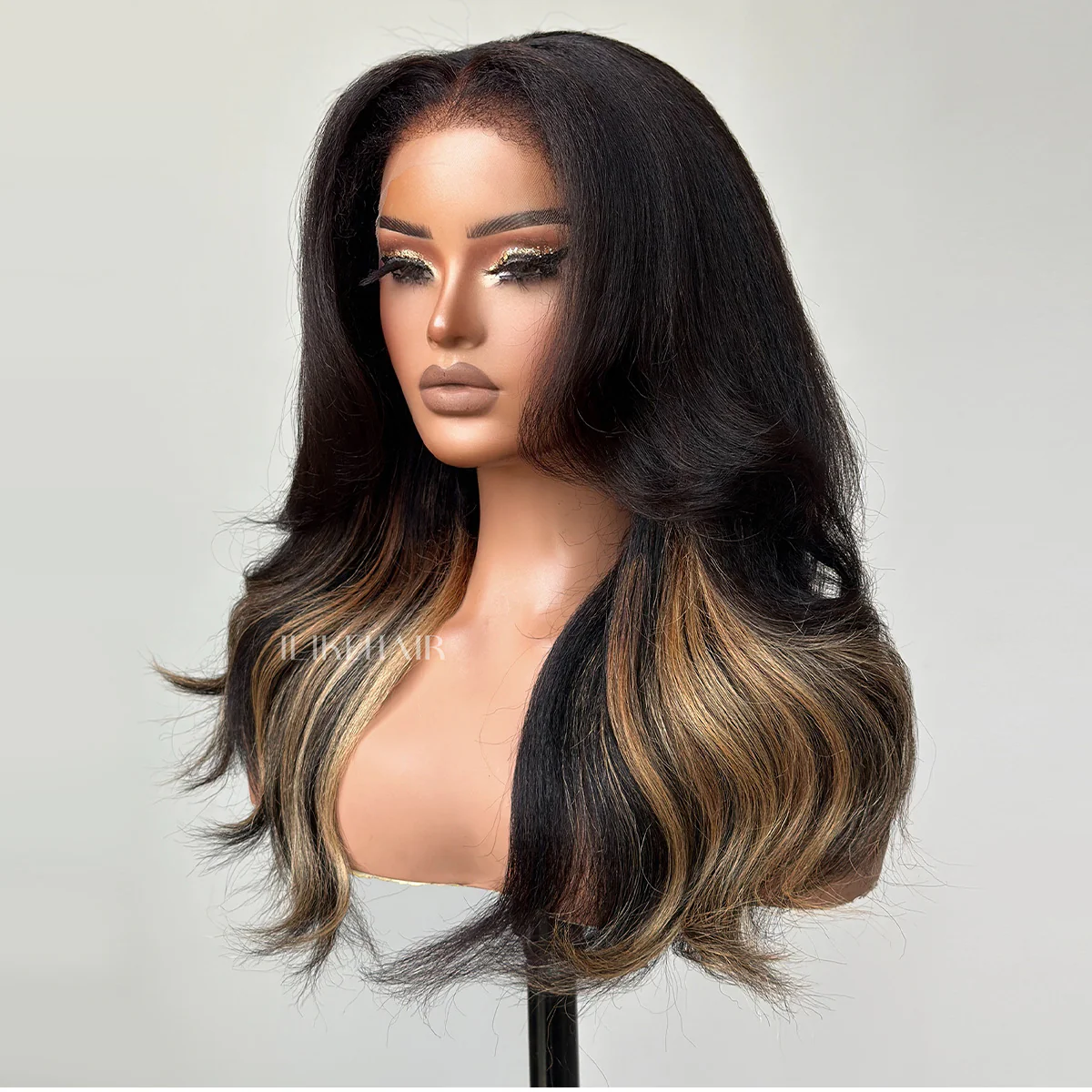 Blonde Highlight Layered Wavy With Kinky Edges Wig