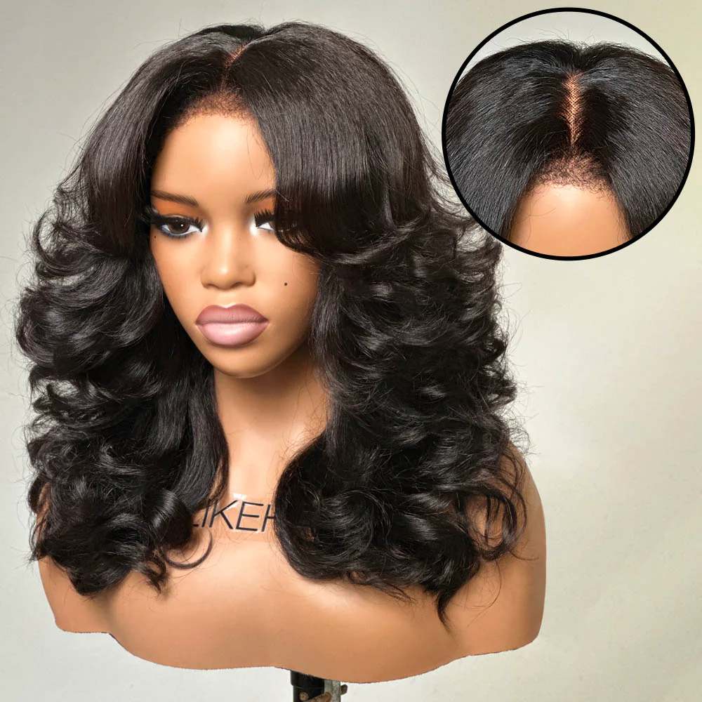 Put on & Go Layered Wavy Glueless HD Lace With Kinky Edges Wig