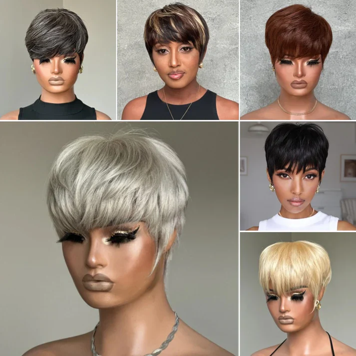 ILIKEHAIR Pixie Cut Glueless Wig with Bangs
