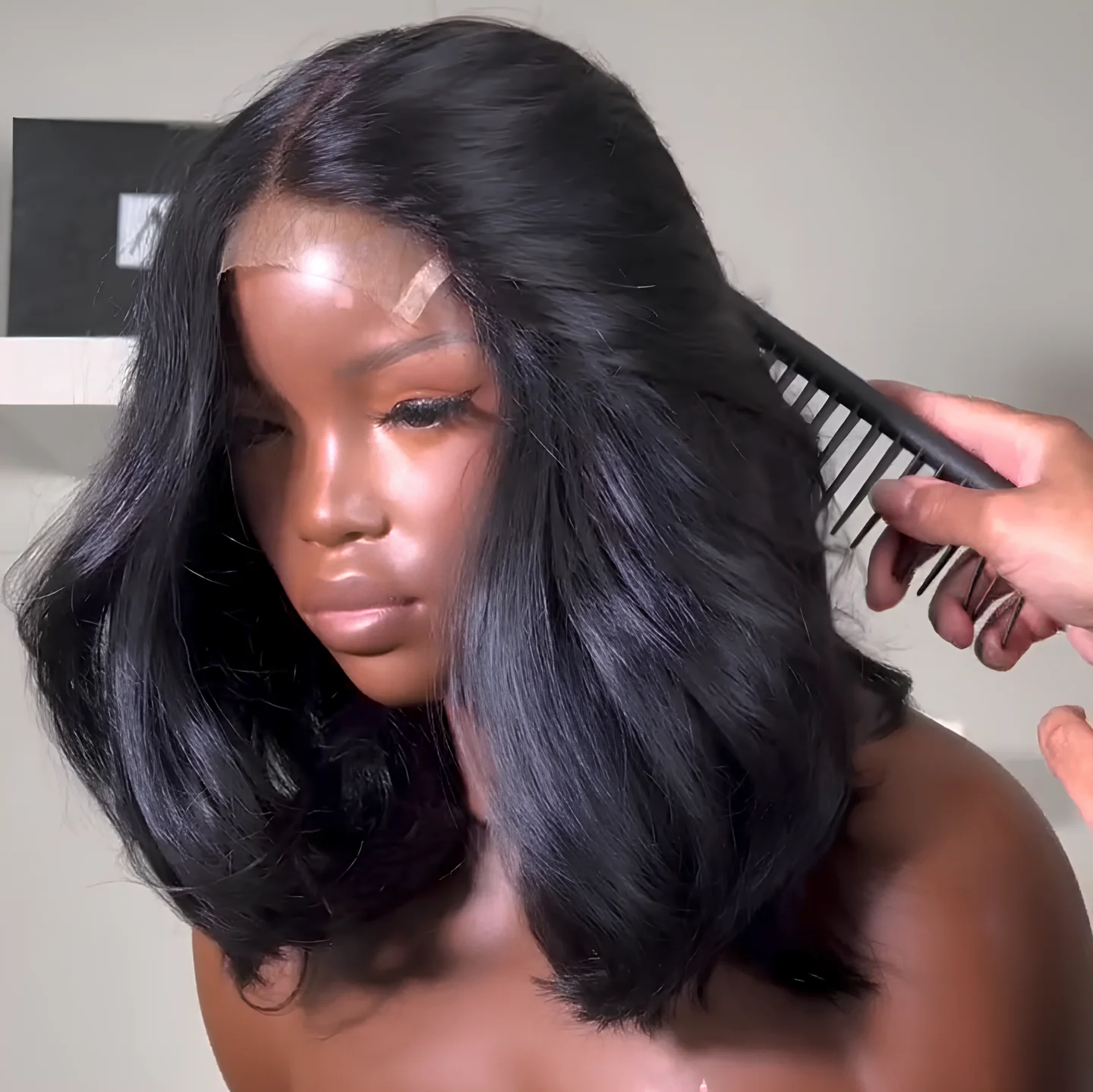 Natural Black Layered Cut Wave 5x5 Lace Closure Wig