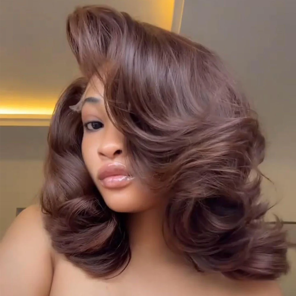 Dark Brown Layered Cut 5x5 Lace Body Wave Bob