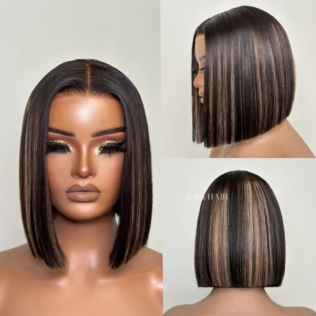 Highlight Adjustable Cap Virgin Hair Bob HD Lace Wig