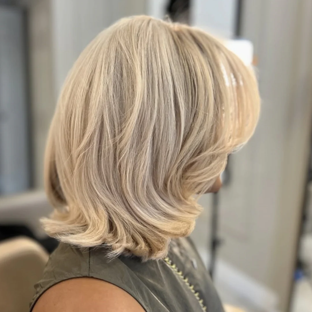 613 Ash Blonde Layered Cut Short Bob 5x5 Lace Wig With Bang