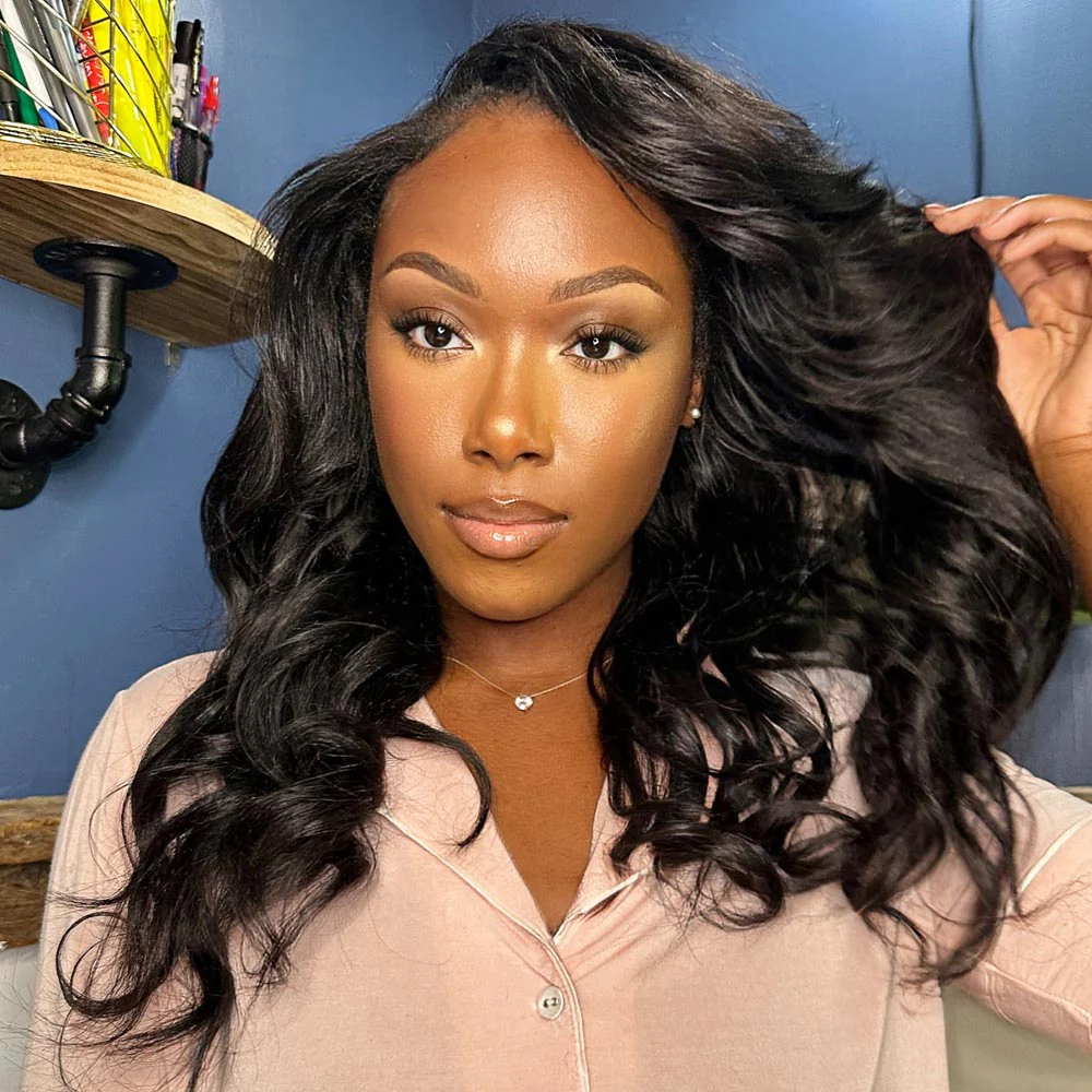Natural Kinky Straight Glueless HD Lace Closure Half Wig