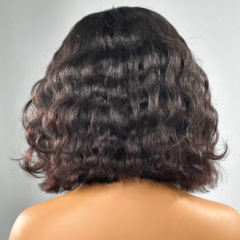 Put on & Go Short Wavy Bob Pre Cut HD Lace With Kinky Edges Wig