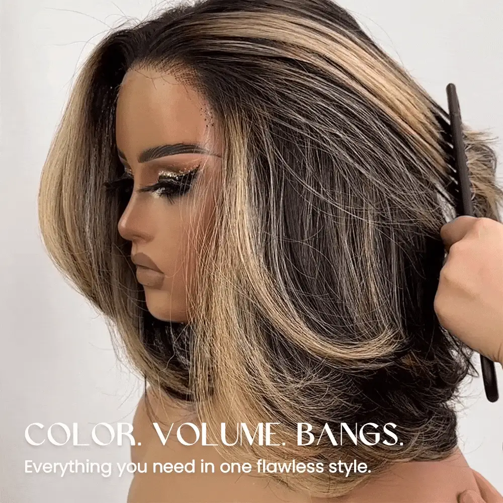 Blonde Highlight Layered Cut Bob 5x5 Lace Closure Wig