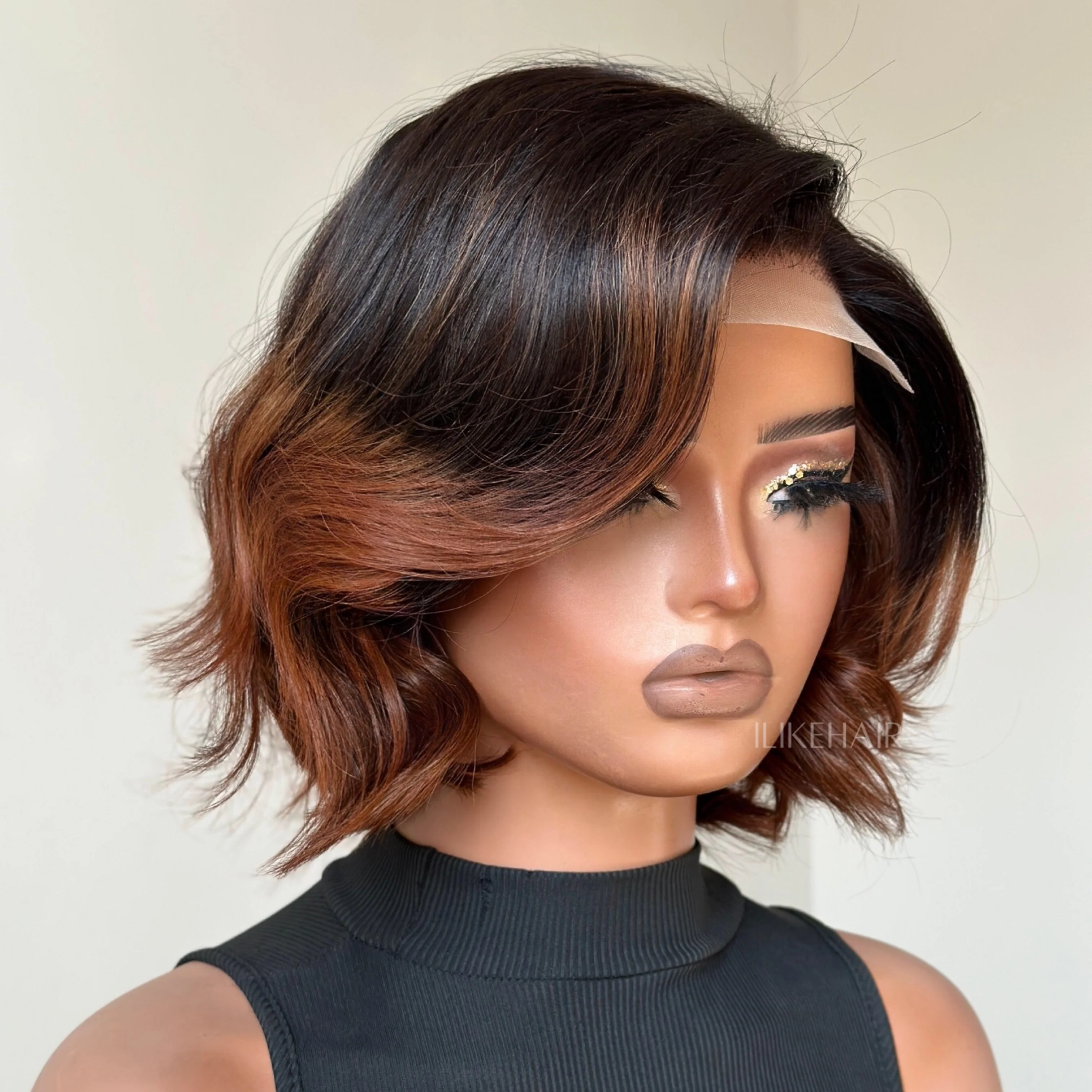 Elegant Ombre Color Loose Wave 5x5 Glueless Closure Lace Wig