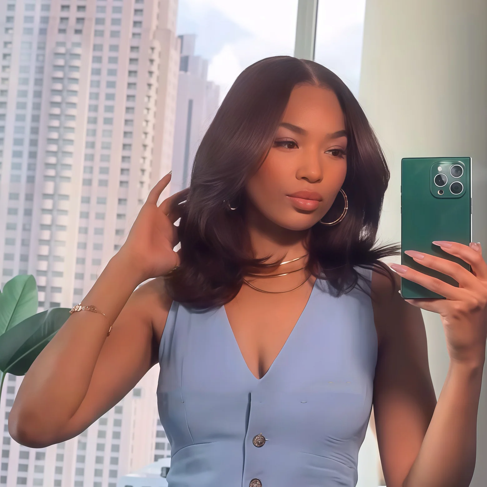 Dark Brown Face-Framing Sleek Layered Bob 5x5 Lace Human Hair Wig