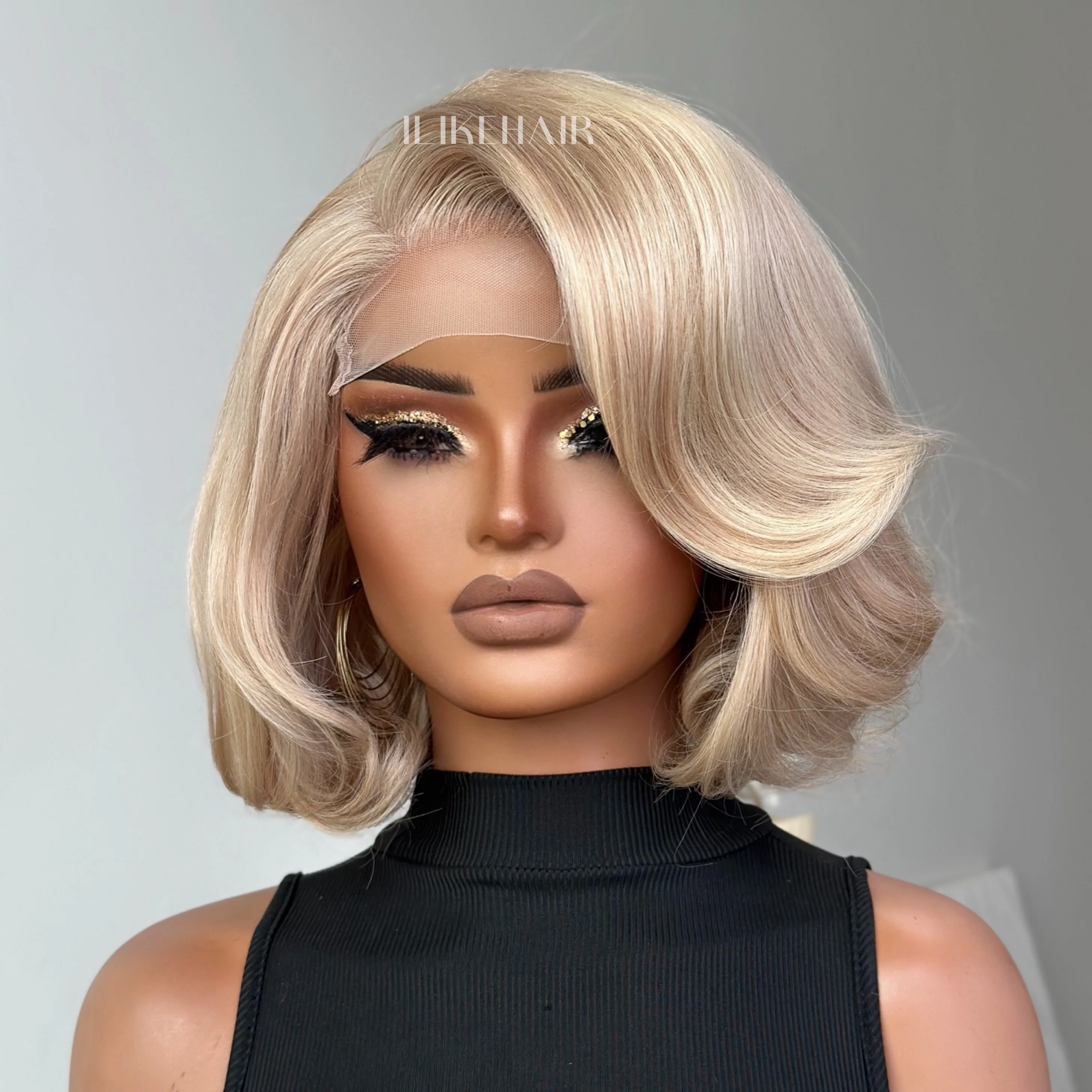 613 Side Part Ash Blonde Blowout Bob 5x5 Lace Wig