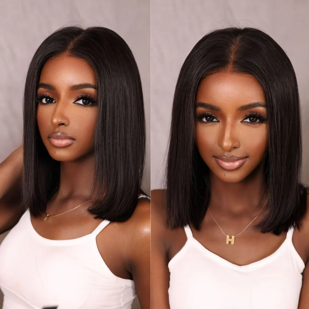 Put on & Go Short Cut Silky Straight Bob 5x5 Lace Closure Wig