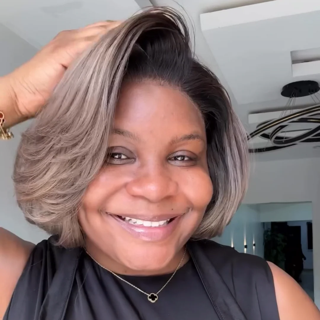 613 Ombre Ash Blonde Layered Cut Bob 13x4 Lace Front Wig