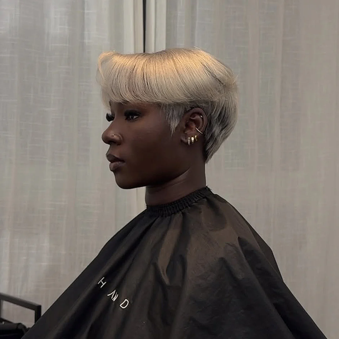 Ash Grey With Dark Root Short Pixie Cut 13x4 Lace Front Wig