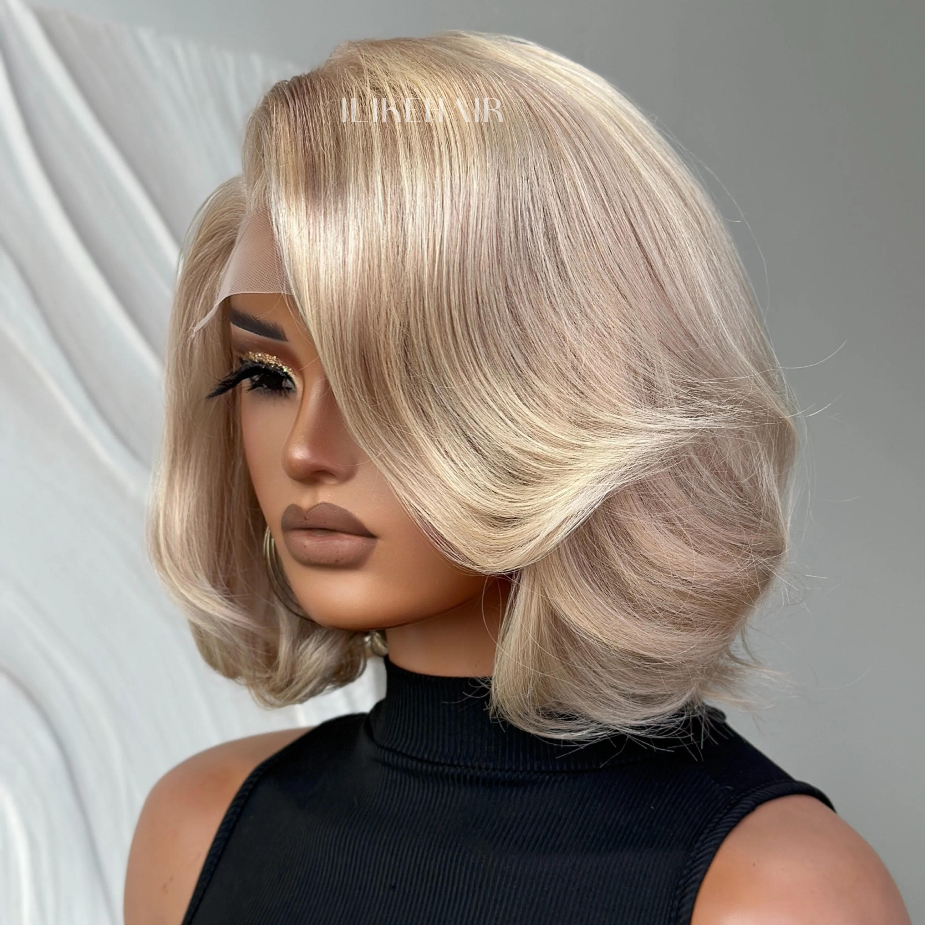 613 Side Part Ash Blonde Blowout Bob 5x5 Lace Wig