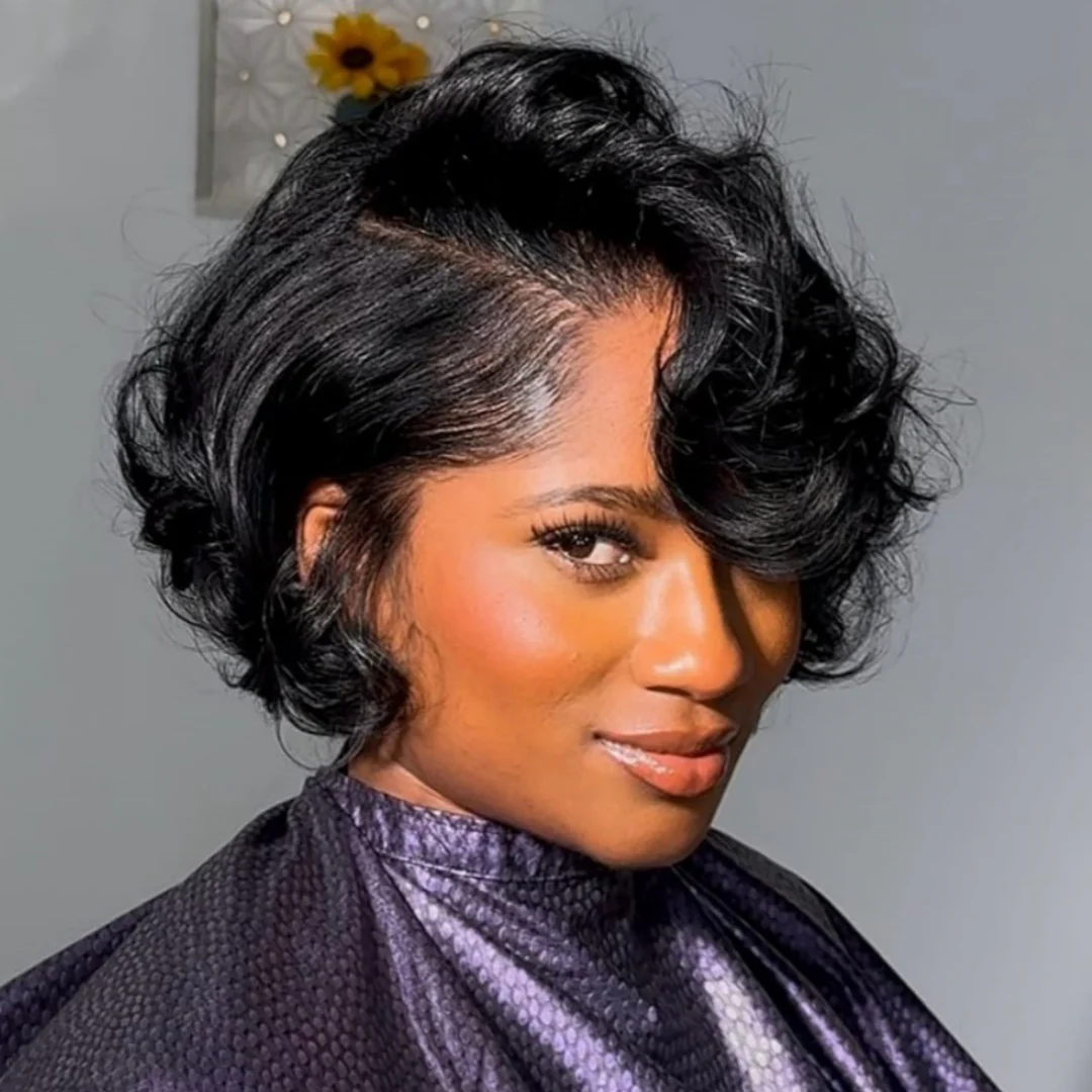 Natural Bouncy Loose Wave Short Bob Human Hair Wig