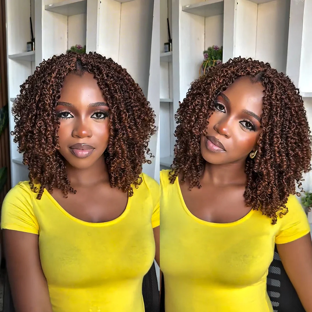 Chestnut Brown Full Lace Knotless Micro Passion Twists Crochet Invisi Drawstring Wig