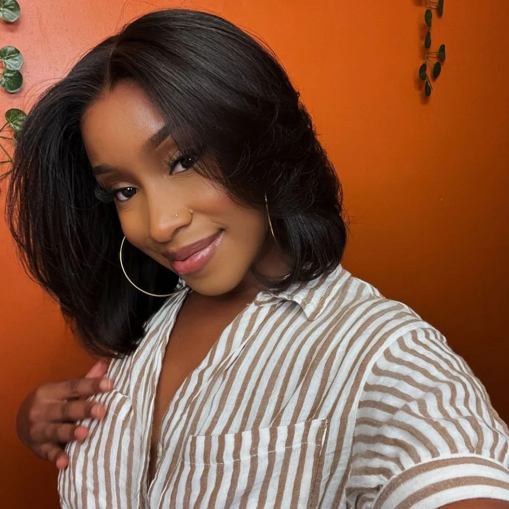 Handcraft Layered Cut 5��5 Lace Closure Glueless Short Bob Wig