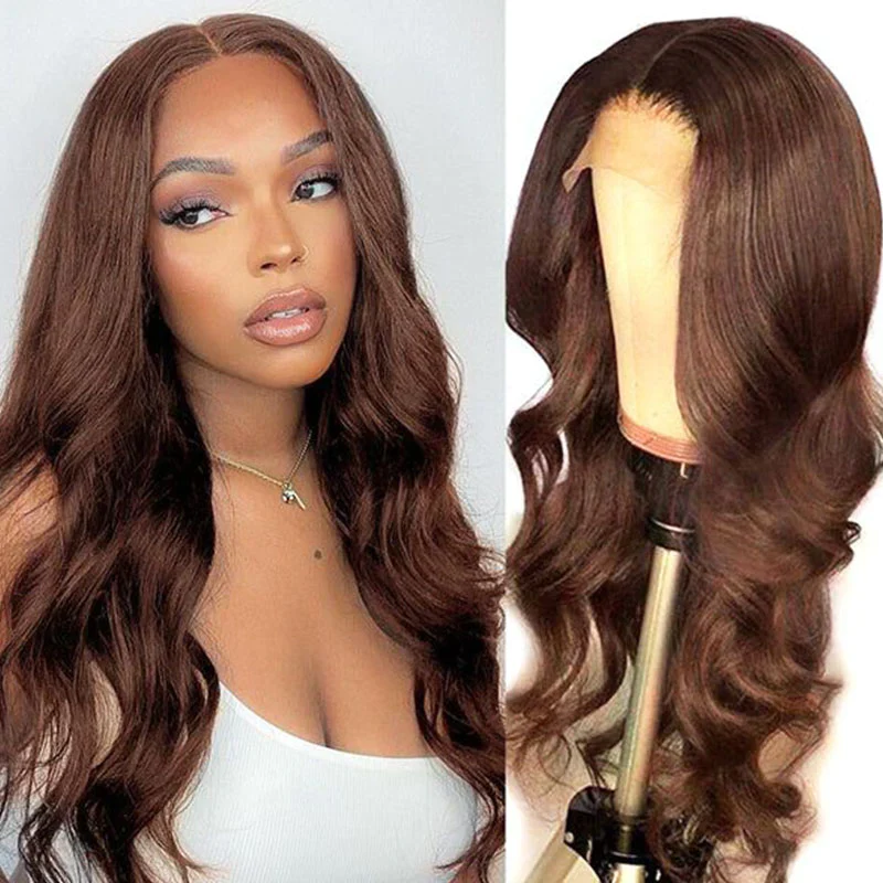 Brown Color Wig Glueless Lace Closure Wig Body Wave Hair