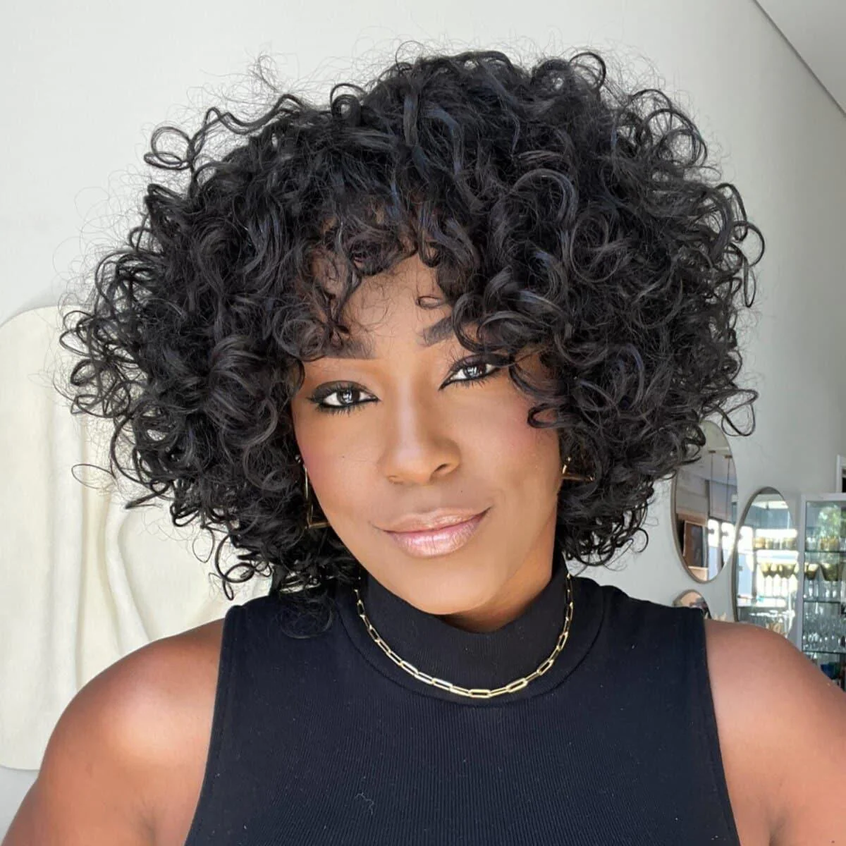 Put On ��� Go Glueless Short Bob Curly 13��4 Lace Front Human Hair Wig
