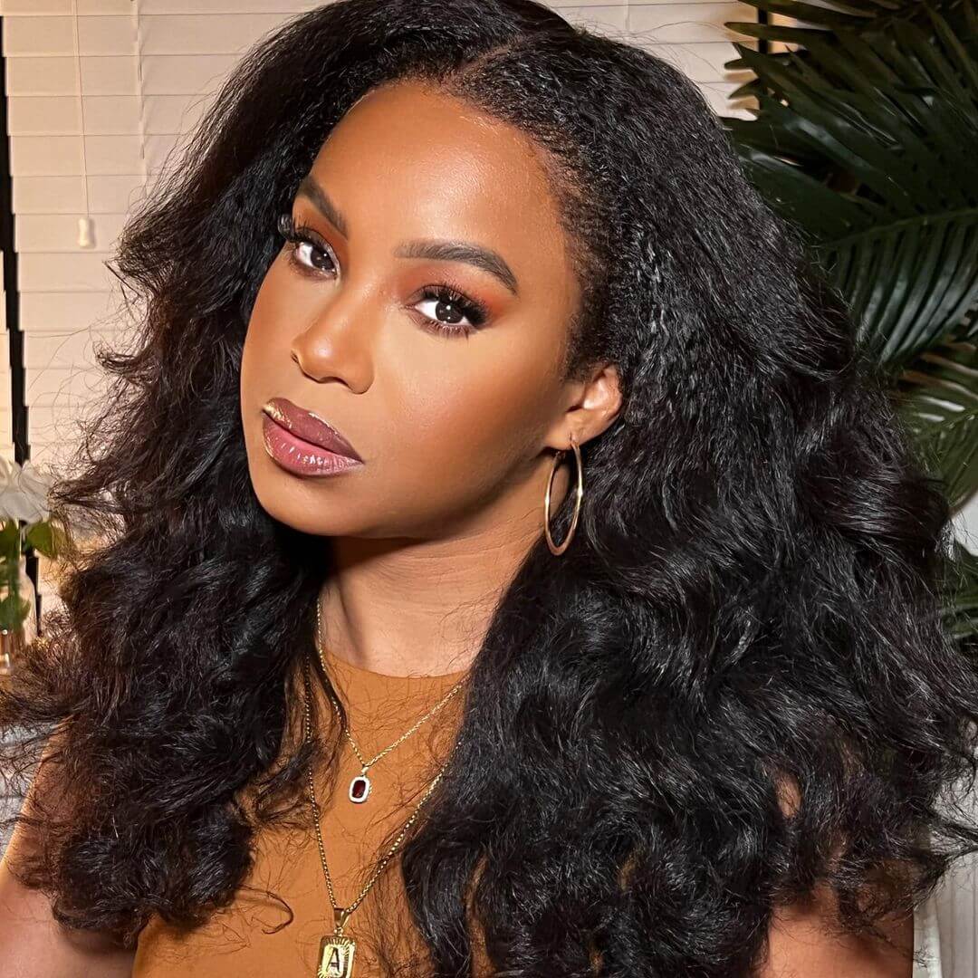 Kinky Straight Hd Lace Frontal With 4C Kinky Edges Wig