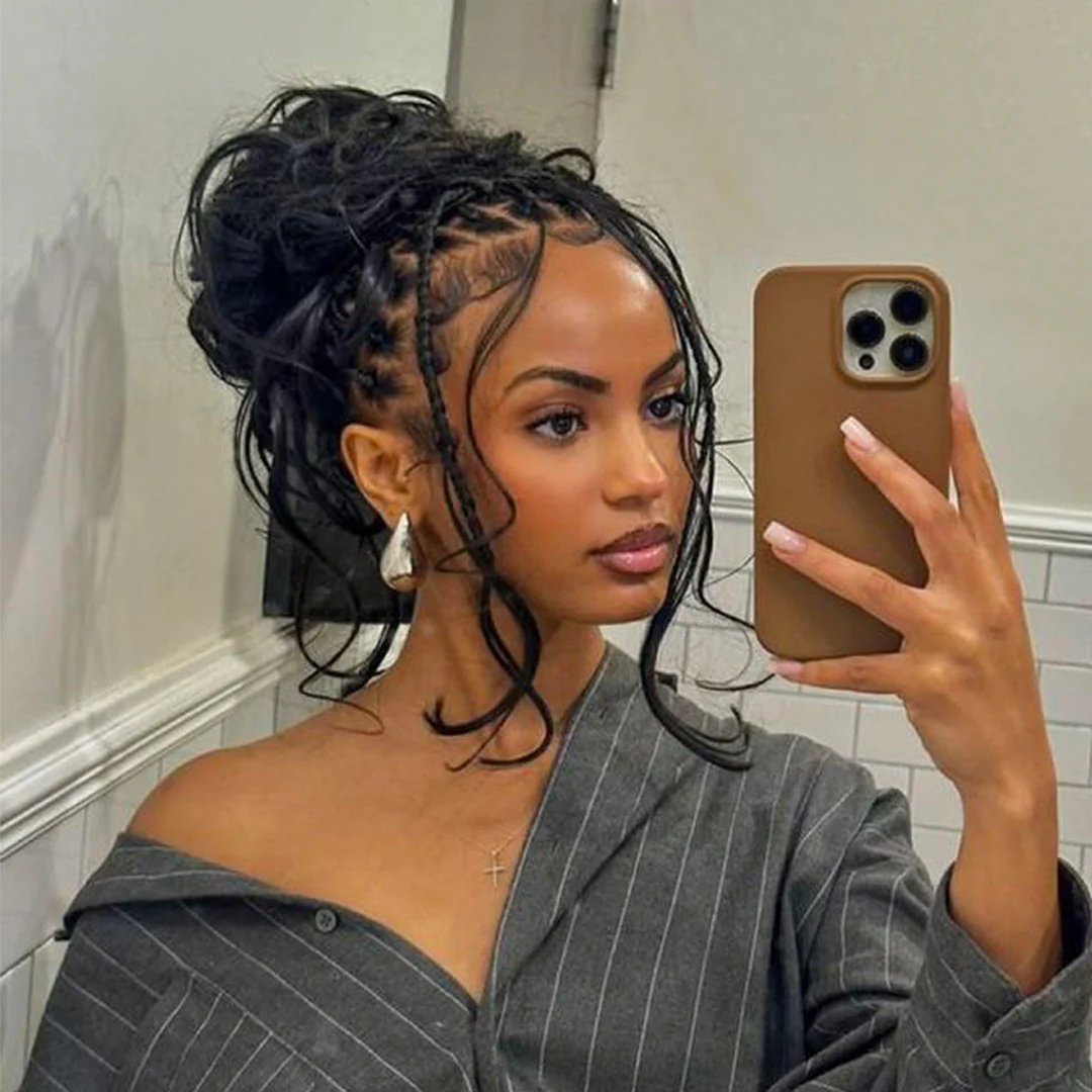 Full Lace Knotless Boho Braided French Curls Invisi Drawstring Wig