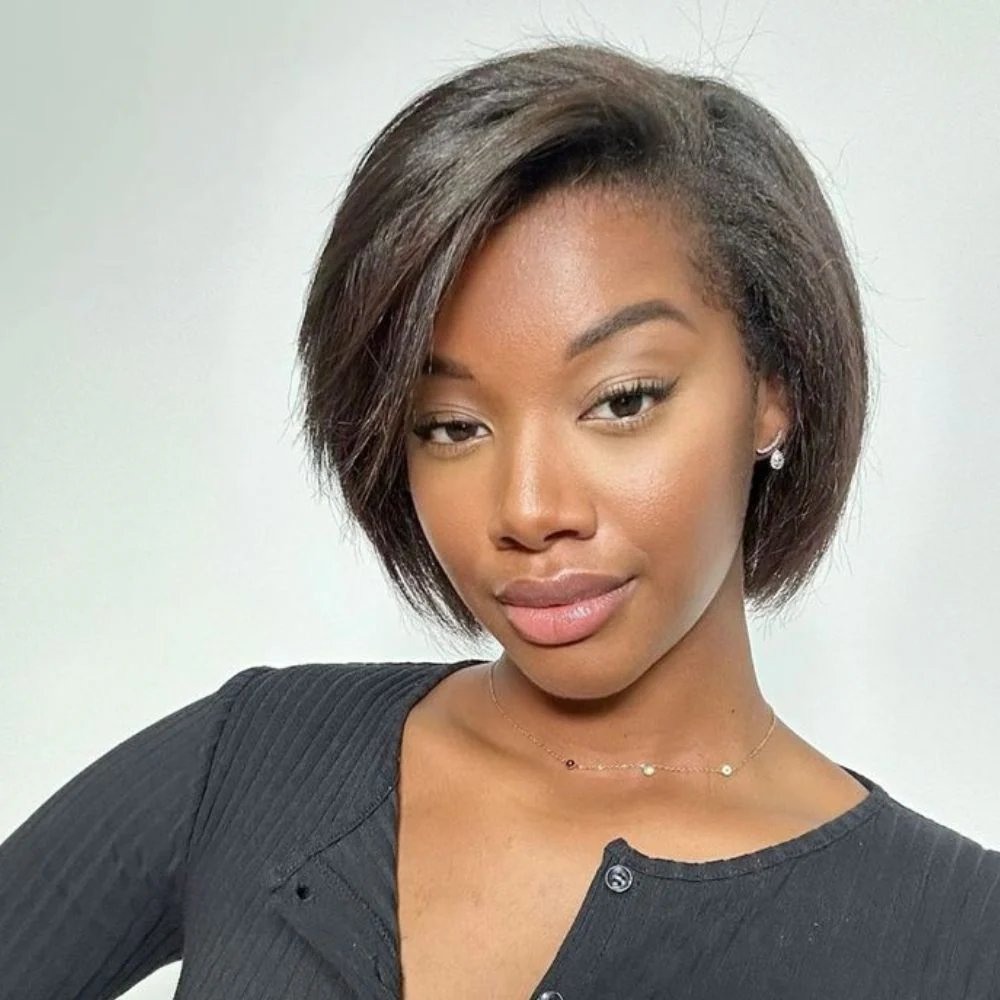 Short Pixie Cut Layered Lace Frontal With Kinky Edges Wig