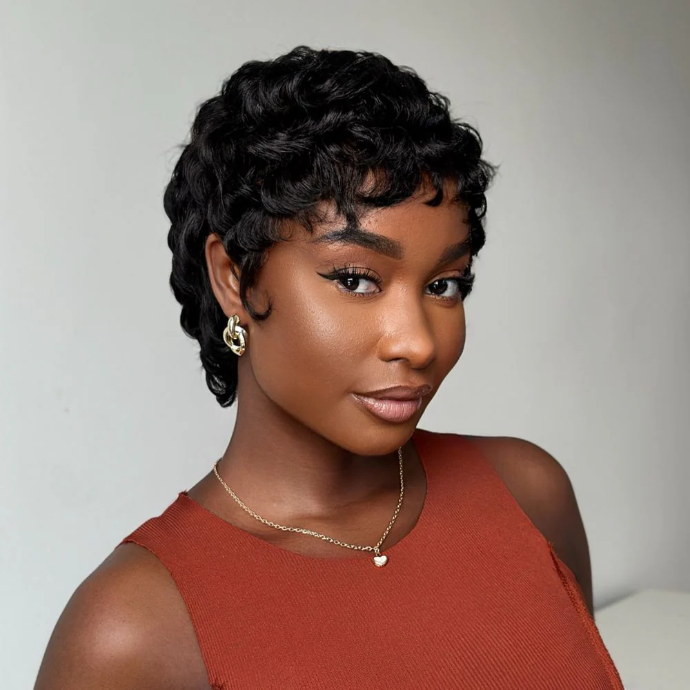 Short Pixie Finger Wave Full Lace Wig