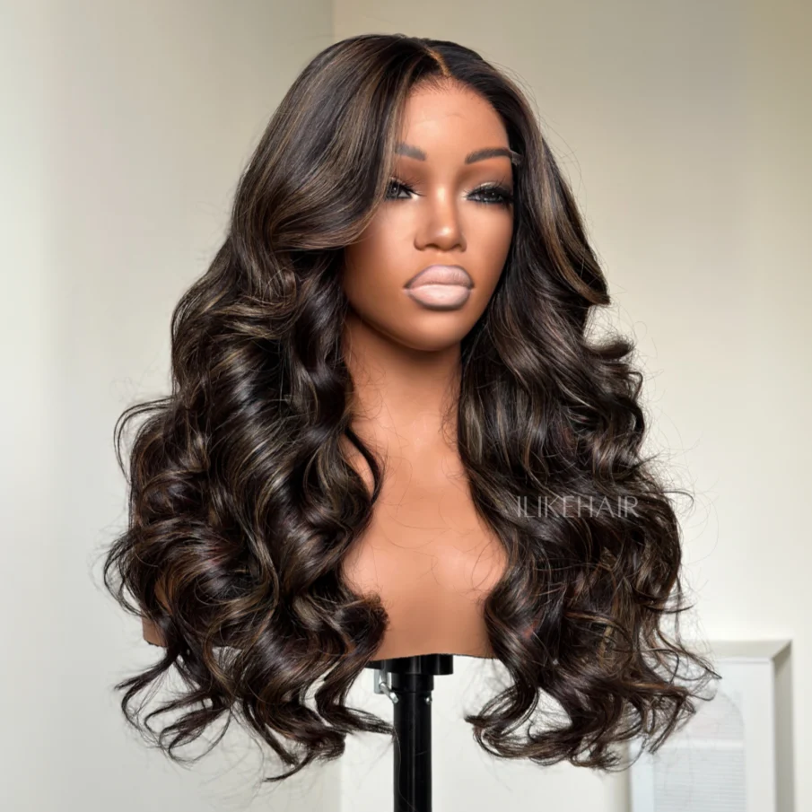 Balayage Blonde Highlight Long Body Wave Lace Wig