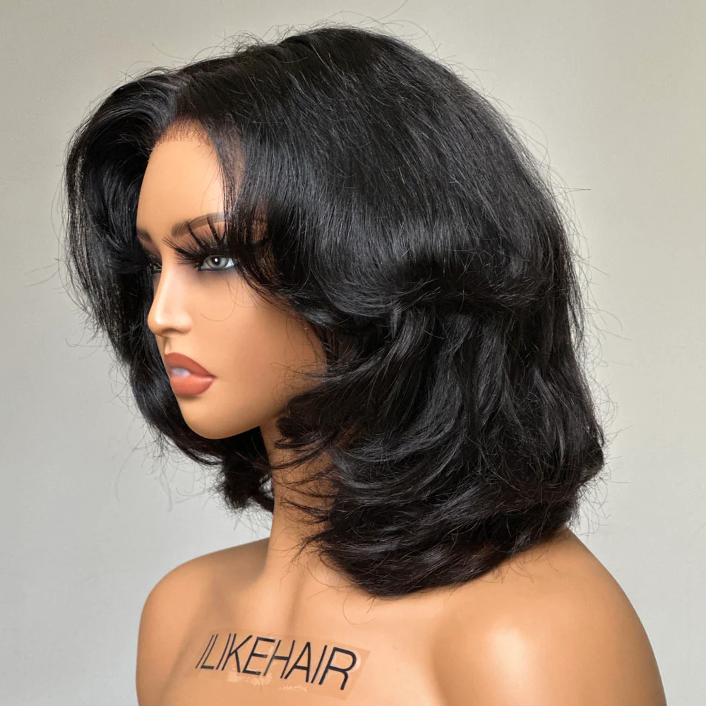 Put on & Go Layered Wavy Bob  Pre Cut Lace Closure Wig