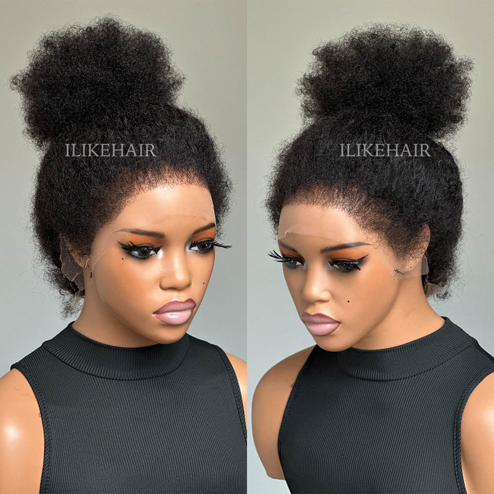 Afro Kinky Curly With Kinky Edges HD 13x4 Lace Front Wig
