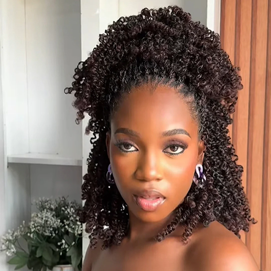 Reddish Brown Full Lace Knotless Micro Passion Twists Crochet Invisi Drawstring Wig