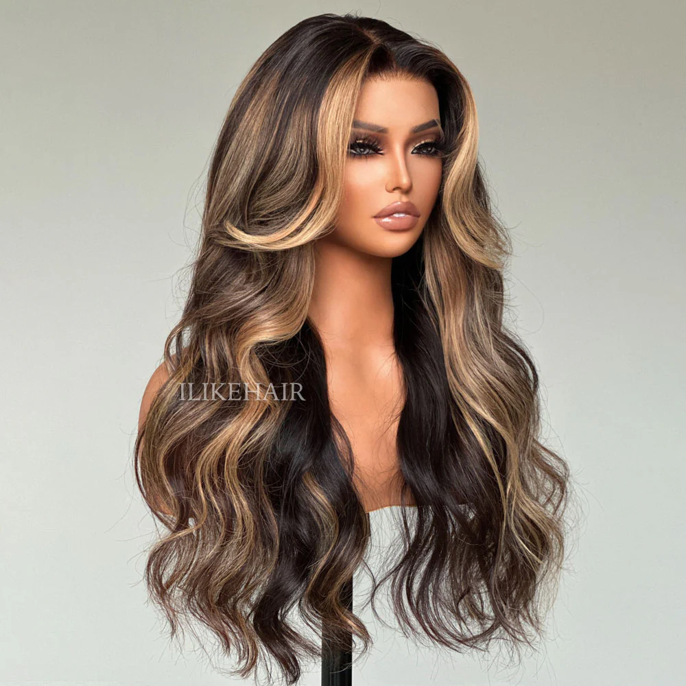 P1B/27 Blonde Highlight Long Body Wave Lace Wig
