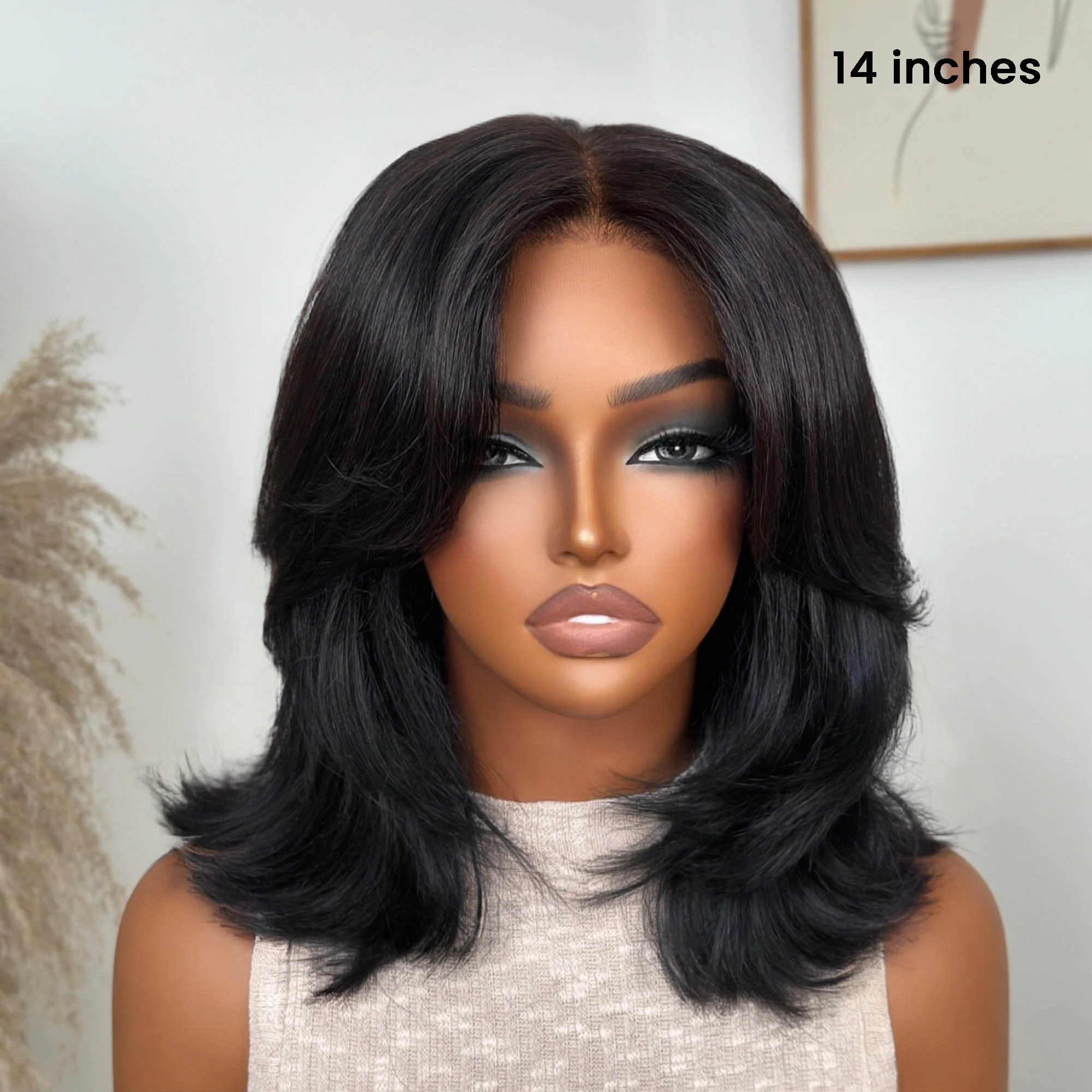 Sleek Layered Bob with Face-Framing Swoop Bangs Wig