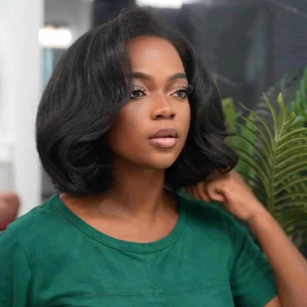 Put on & Go Side Part Short Layered Bob With Kinky Edges Wig