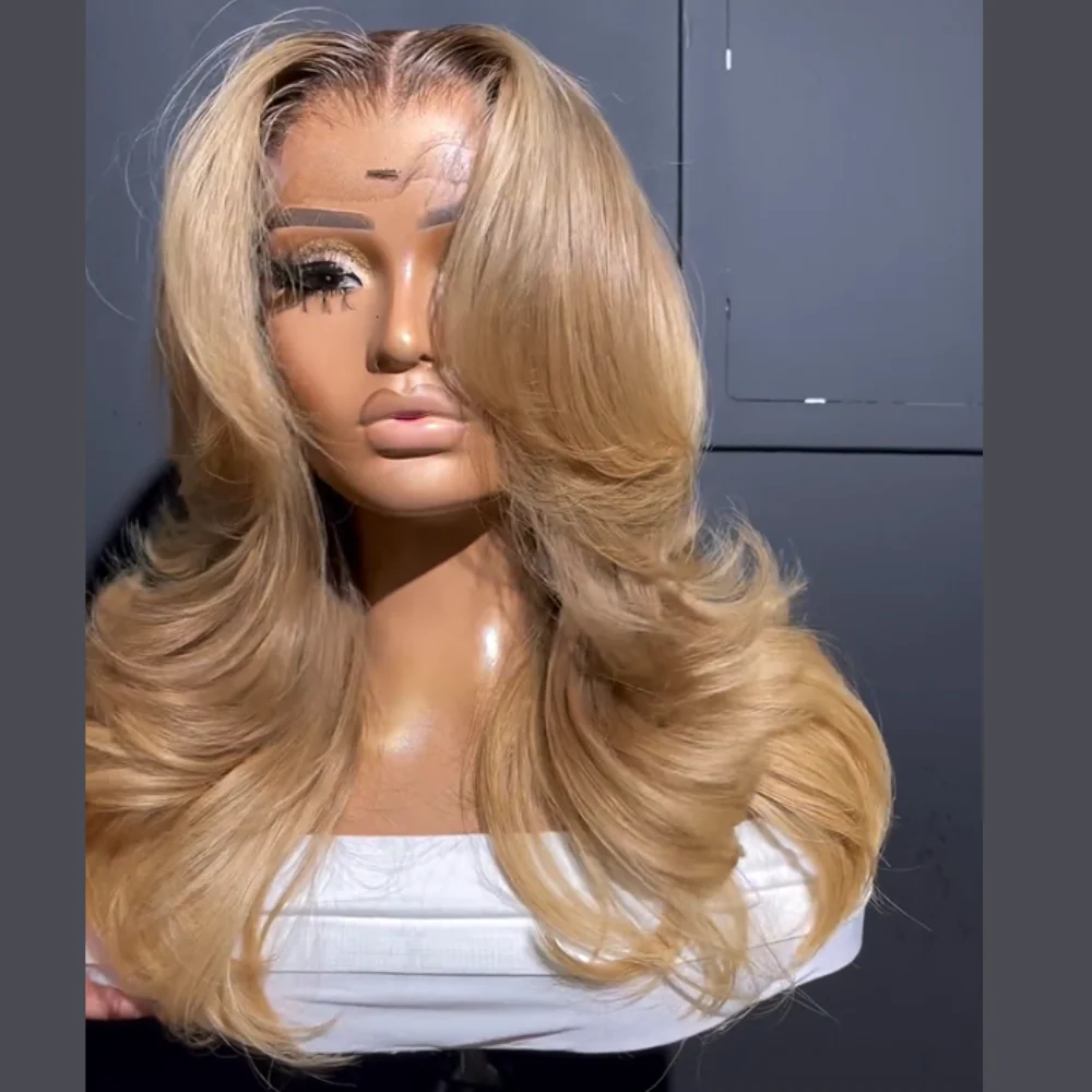 Ombre Blonde Body Wave Layered Cut 13x4 Lace Front Wig
